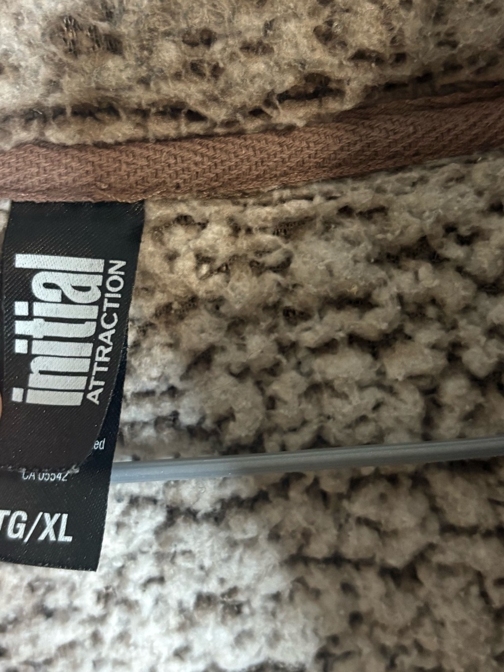 Initial Attraction Cozy Sherpa Fleece Quarter Zip Pullover XL Taupe Beige - Picture 3 of 7
